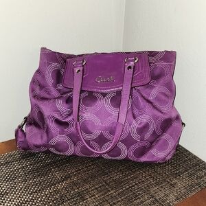 Coach Purple Signature Monogram Women's Shoulder Purse Bag Vintage Rare Color